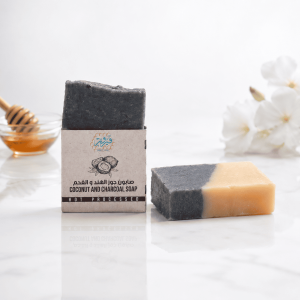 A detoxifying coconut and charcoal soap that deeply cleanses and refreshes the skin