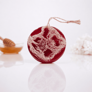 A men’s loofah soap that deeply cleanses and exfoliates the skin for a refreshed
