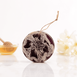 A natural loofah soap that gently cleanses and exfoliates the skin for a smoother